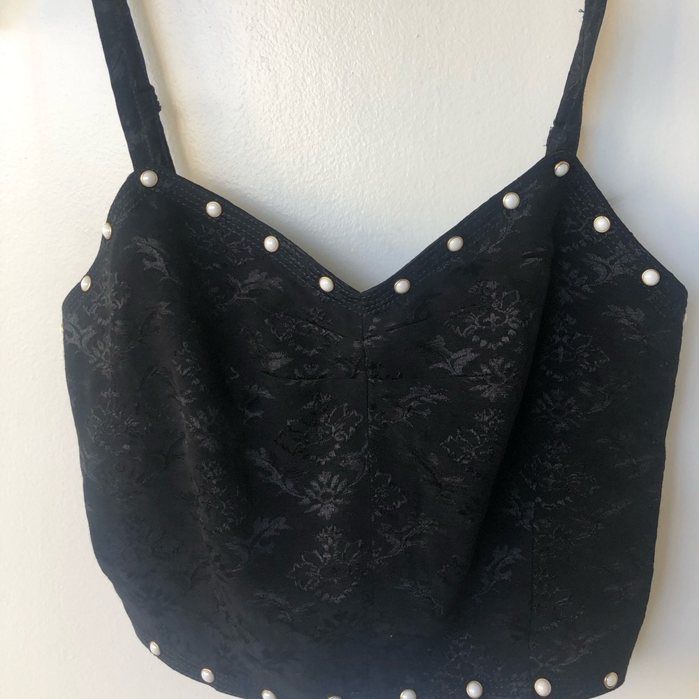 Elegant black Sandro top with pearls